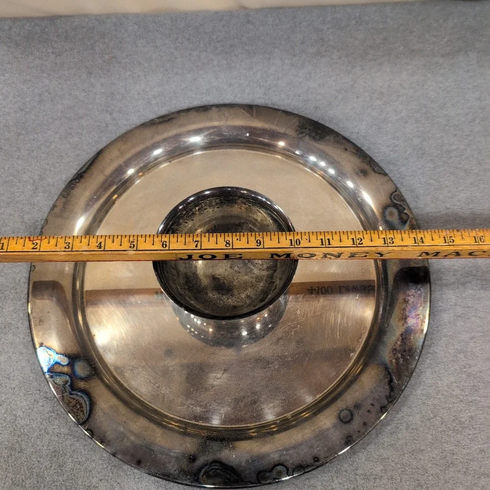 Wm A Rogers Oneida Silver Plated Chip and Dip Server Round Platter Bowl NA310 - Picture 10 of 11